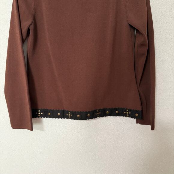 Yarns & Stitches Women's Brown Knit Studded Sweater Cardigan Size Small - Picture 13 of 13